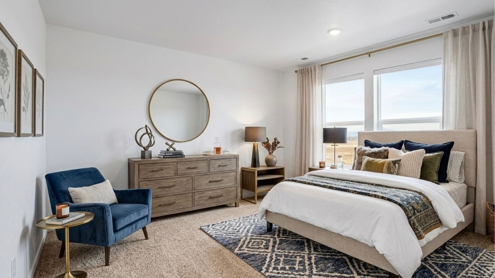 large primary bedroom in new home