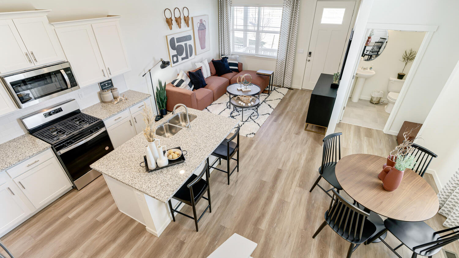 Main living area with open layout designed for everyday living in a new Johnstown, CO home.