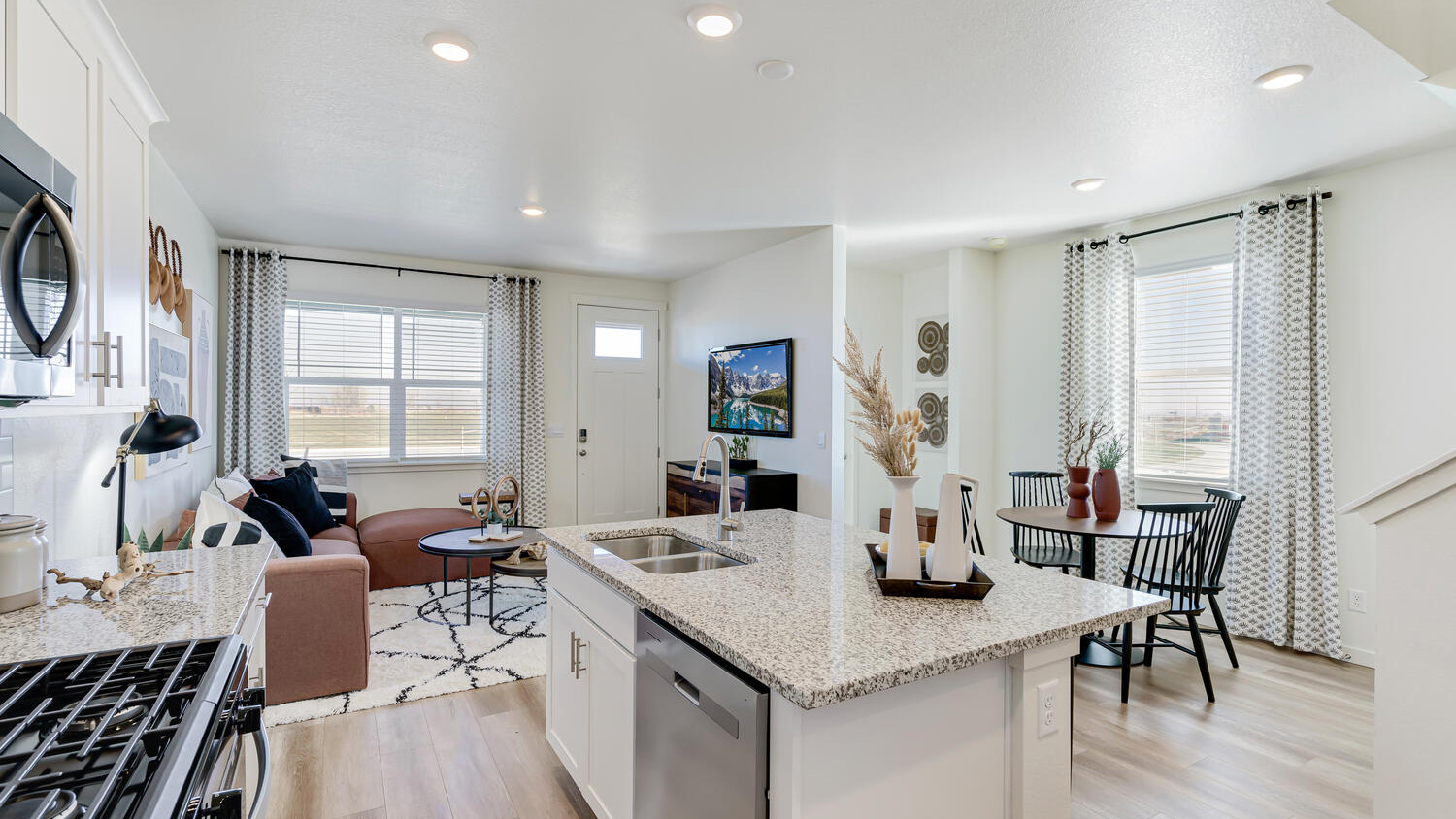Functional kitchen island with generous workspace and room for everyday dining.