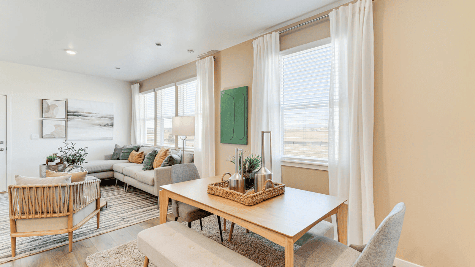 Dining and living room in new D.R. Horton home in Revere at Johnstown community
