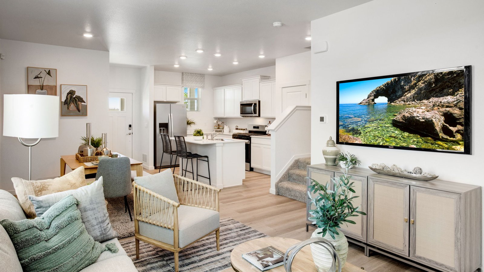Inviting great room in the Muirfield home designed for relaxing, entertaining, and everyday living.