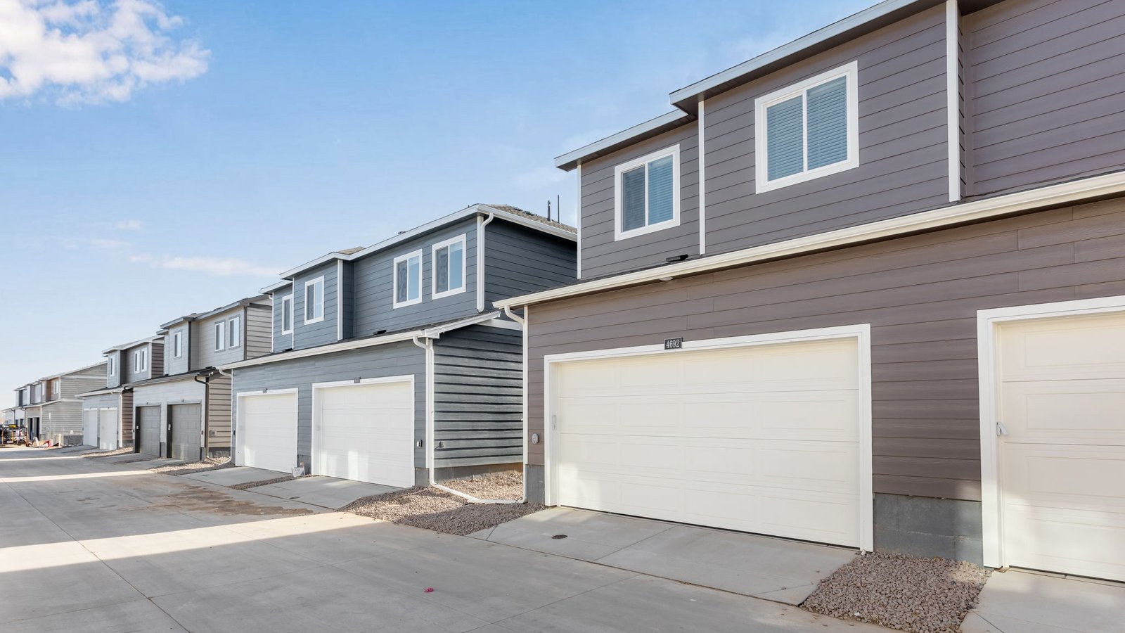two car garage of new construction home johnstown, co