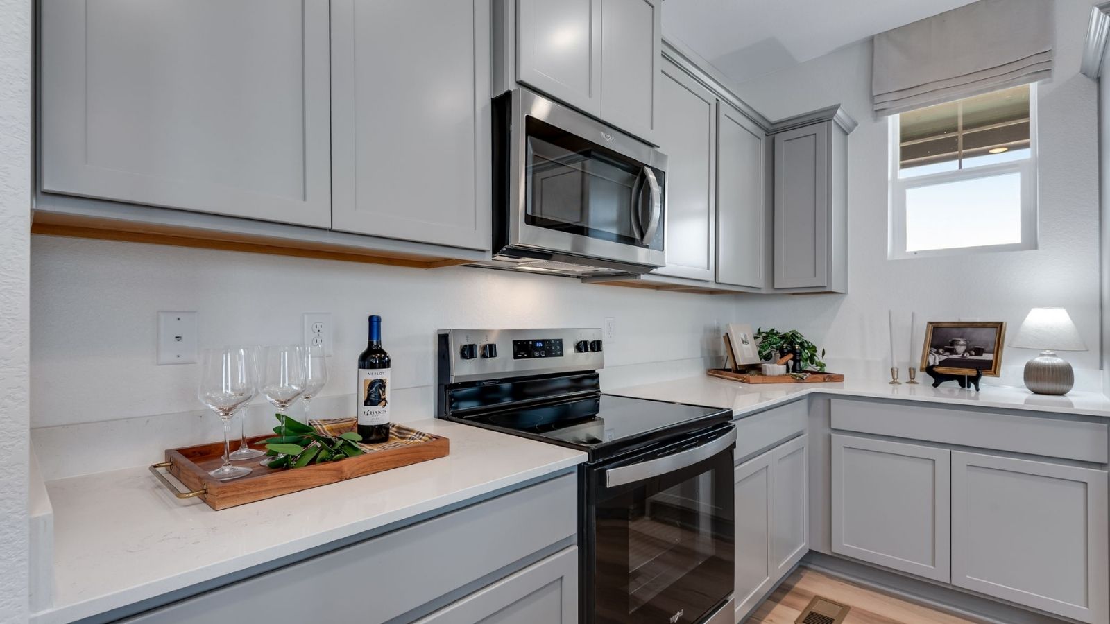 Modern kitchen in new paired home by D.R. Horton in Revere community Johnstown, CO