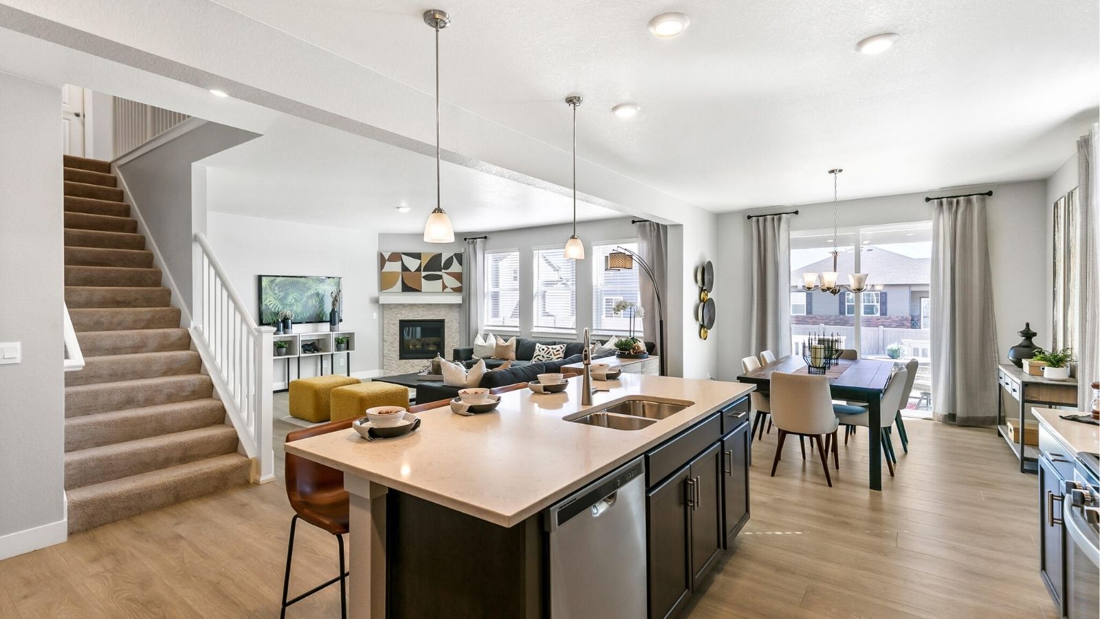 kitchen with island in new home