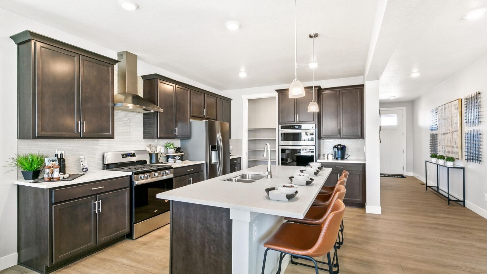 large kitchen with island in new home