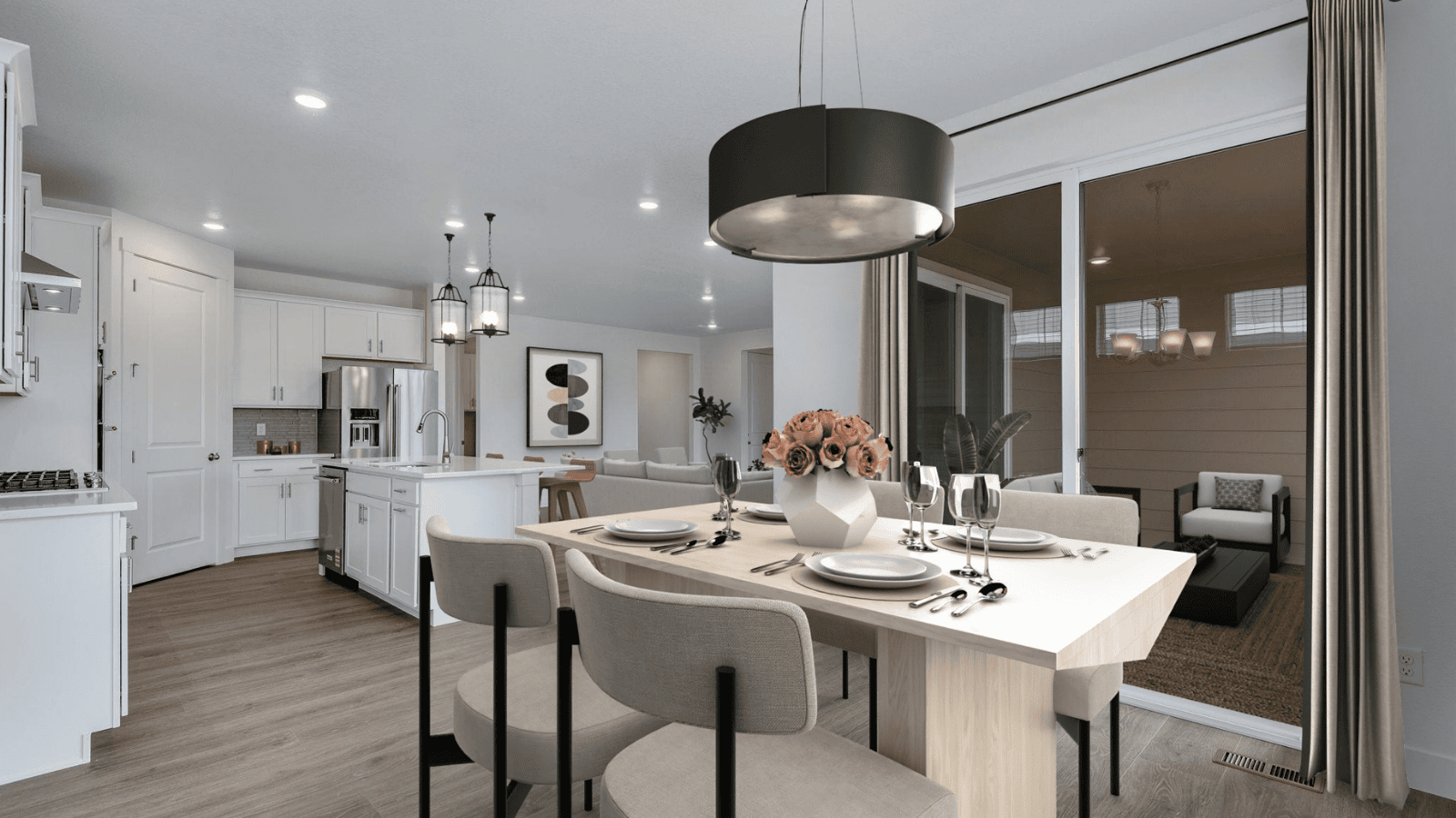 Kitchen with white cabinets