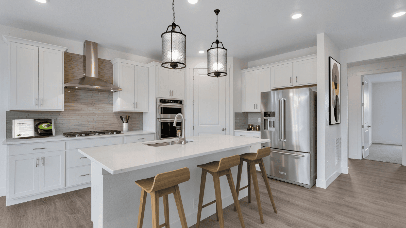 Kitchen with white cabinets