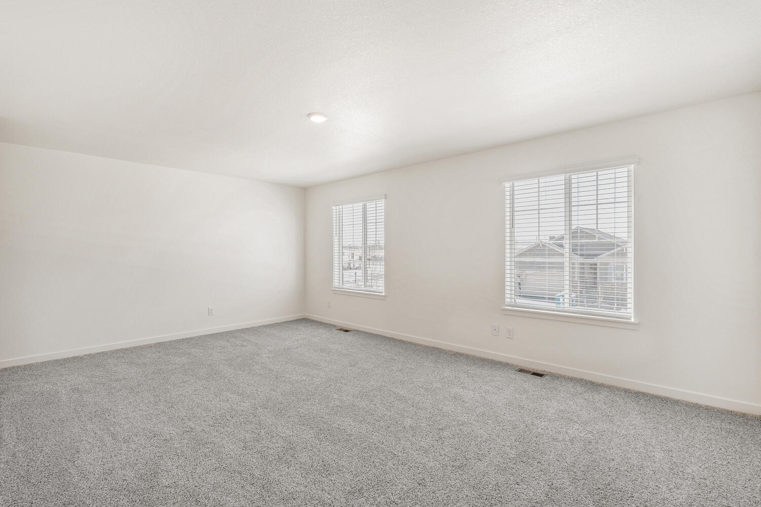 bedroom with two windows and carpet floor