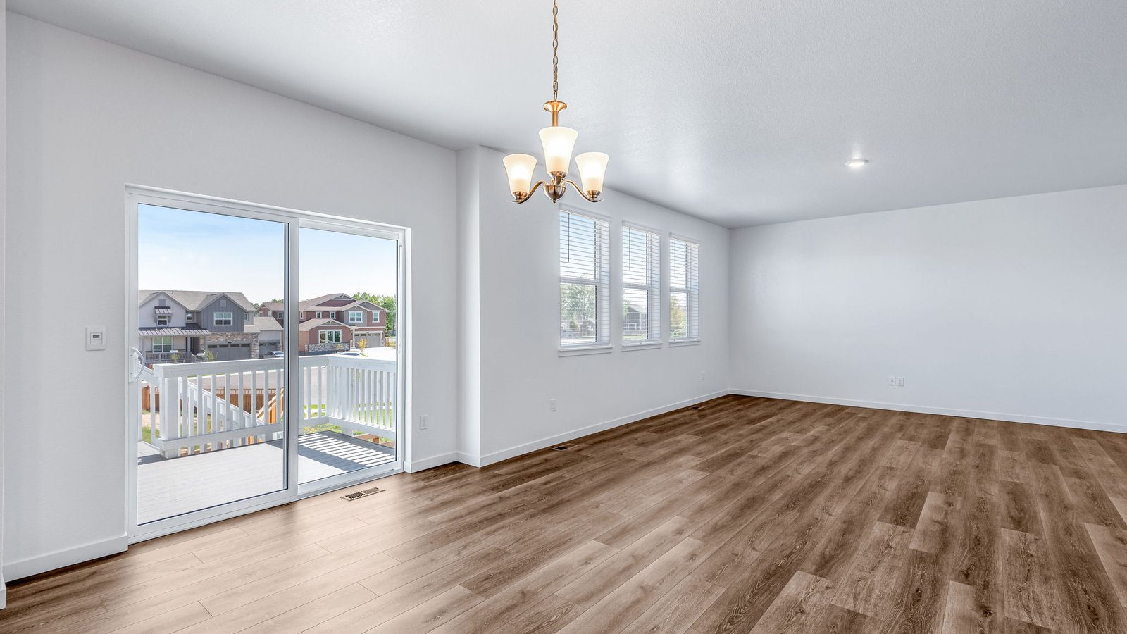 Living room with natural light in new home in Brighton Colorado