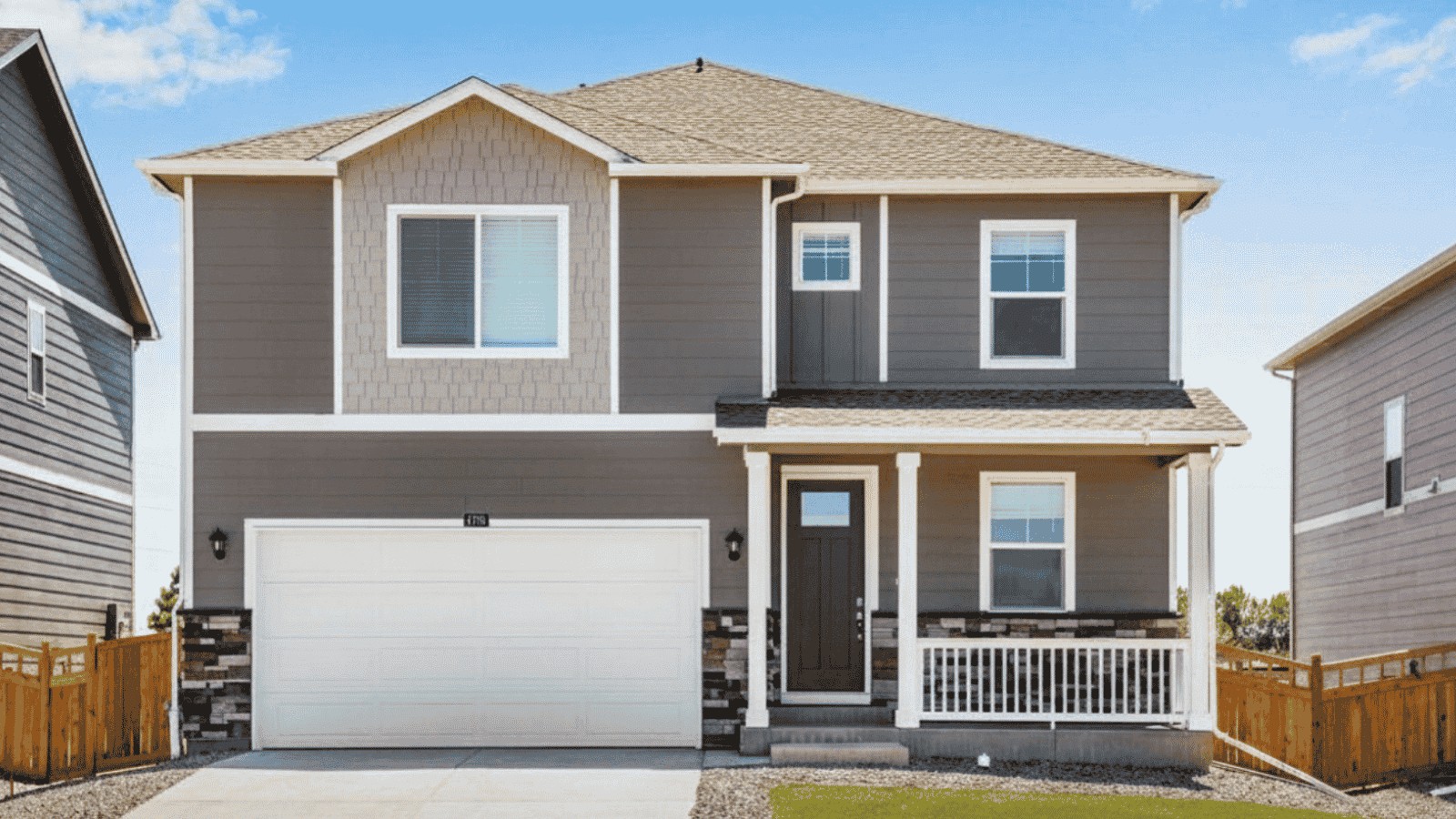 Exterior of two story new home Bridgeport Floor plan in Brighton Crossing new home community
