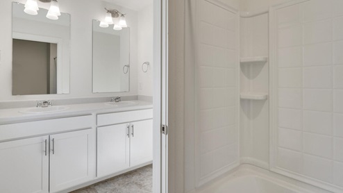 white cabinet bathroom
