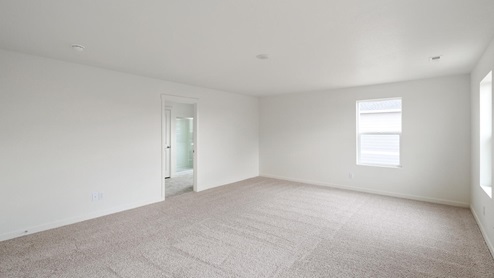 two windows bedroom with carpet floor