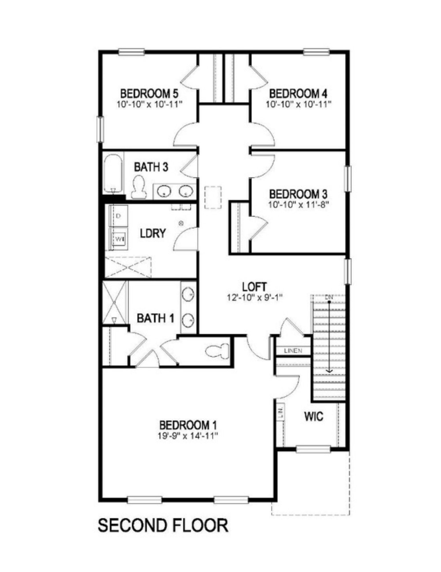 Elm floorplan second floor blackline