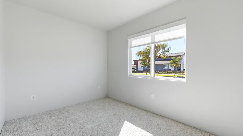 Interior bedroom with large window