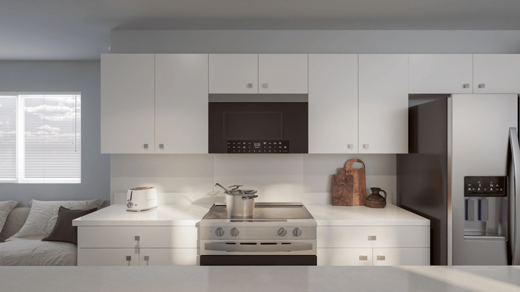 Interior kitchen with stainless steel appliances