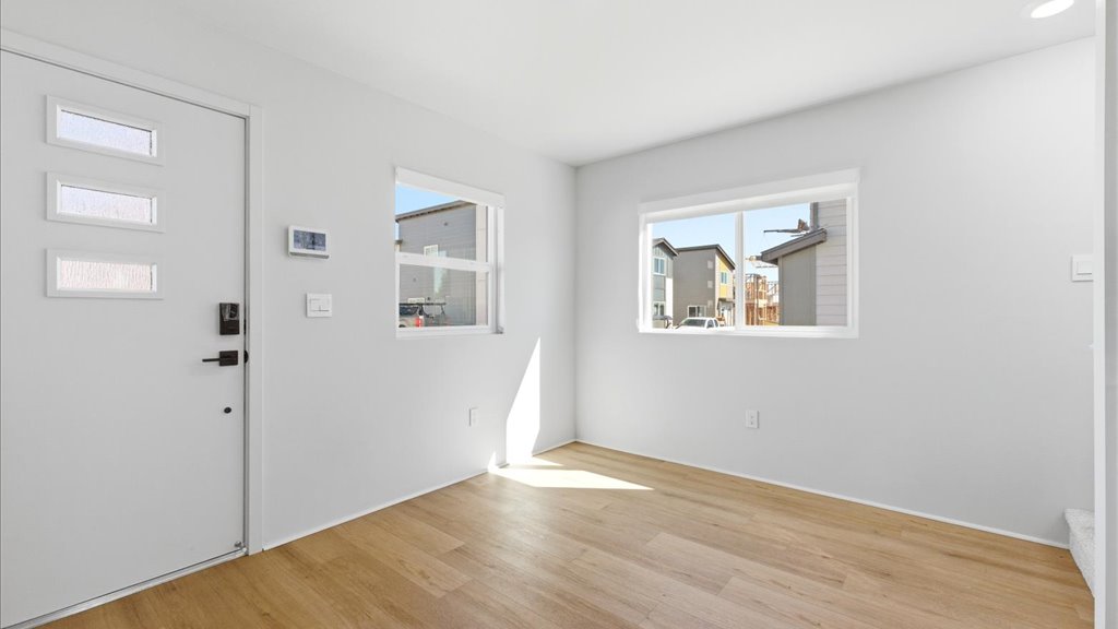 Interior living room with large windows