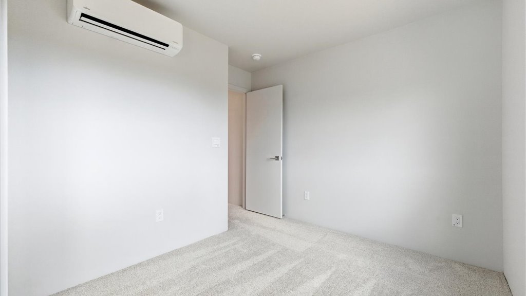 Interior bedroom with sliding doors closet