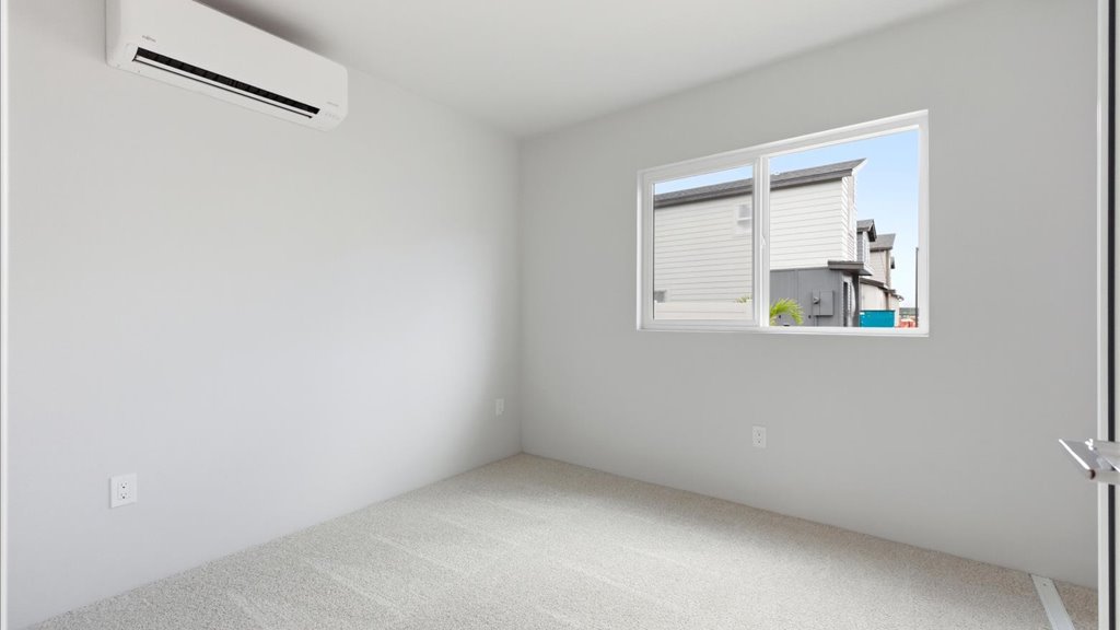 Interior bedroom with large window