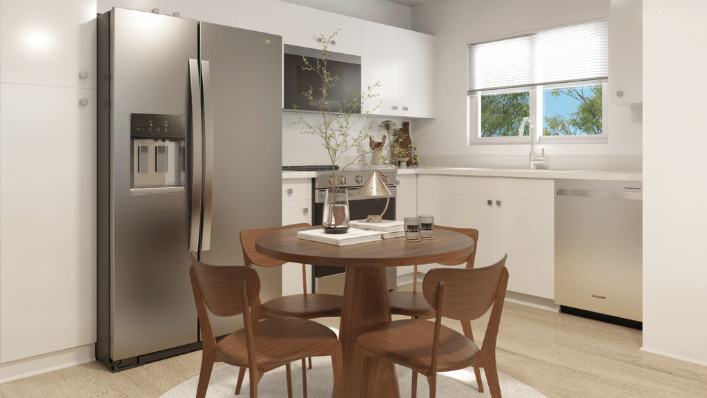 Interior kitchen with dining table