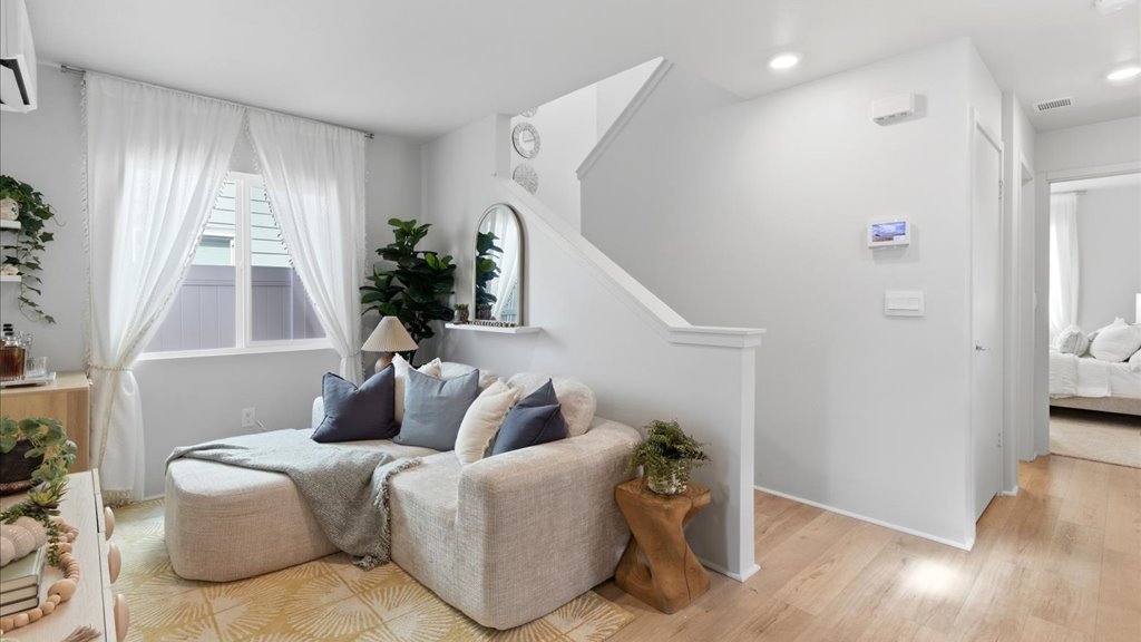 Interior living room with large window