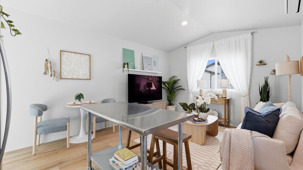 Interior living room open to kitchen