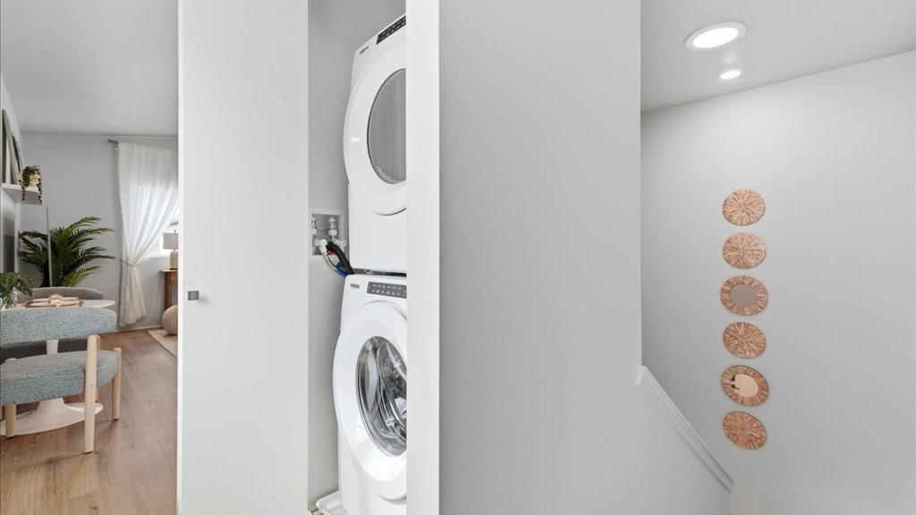 Interior laundry open to living room