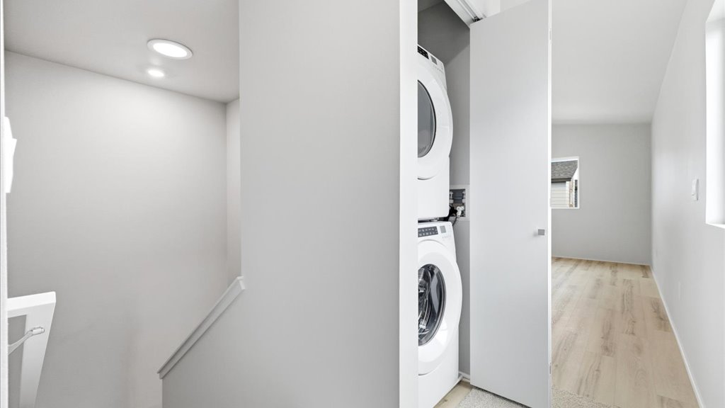 Interior hallway with laundry