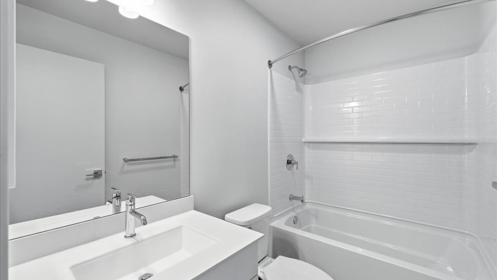 Interior bathroom with shower tub combination