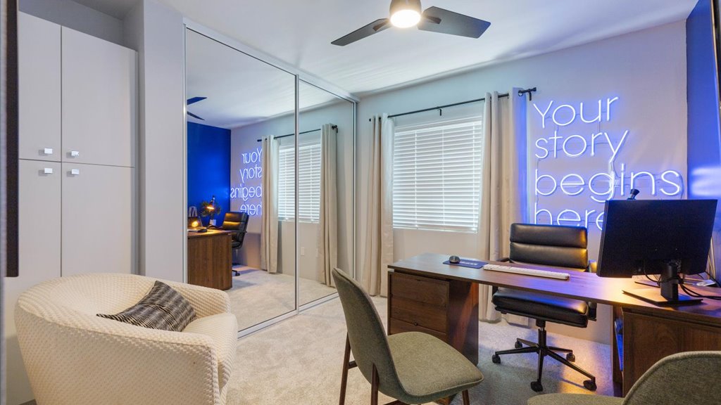 Interior office space with large window Interior office space