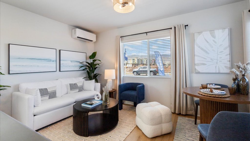 Interior living room with large windows