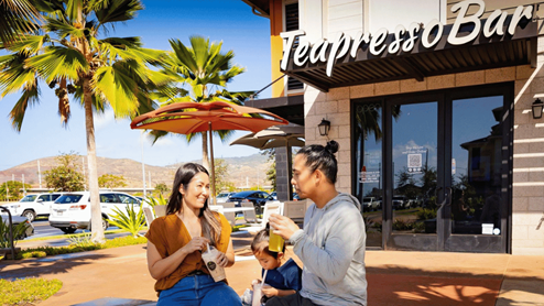 local business Teapresso with family drinking tea and boba