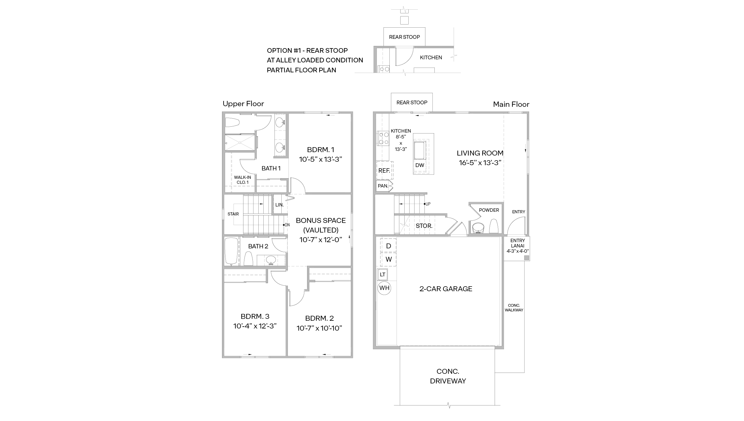 Interior floorplan drawing three bedrooms