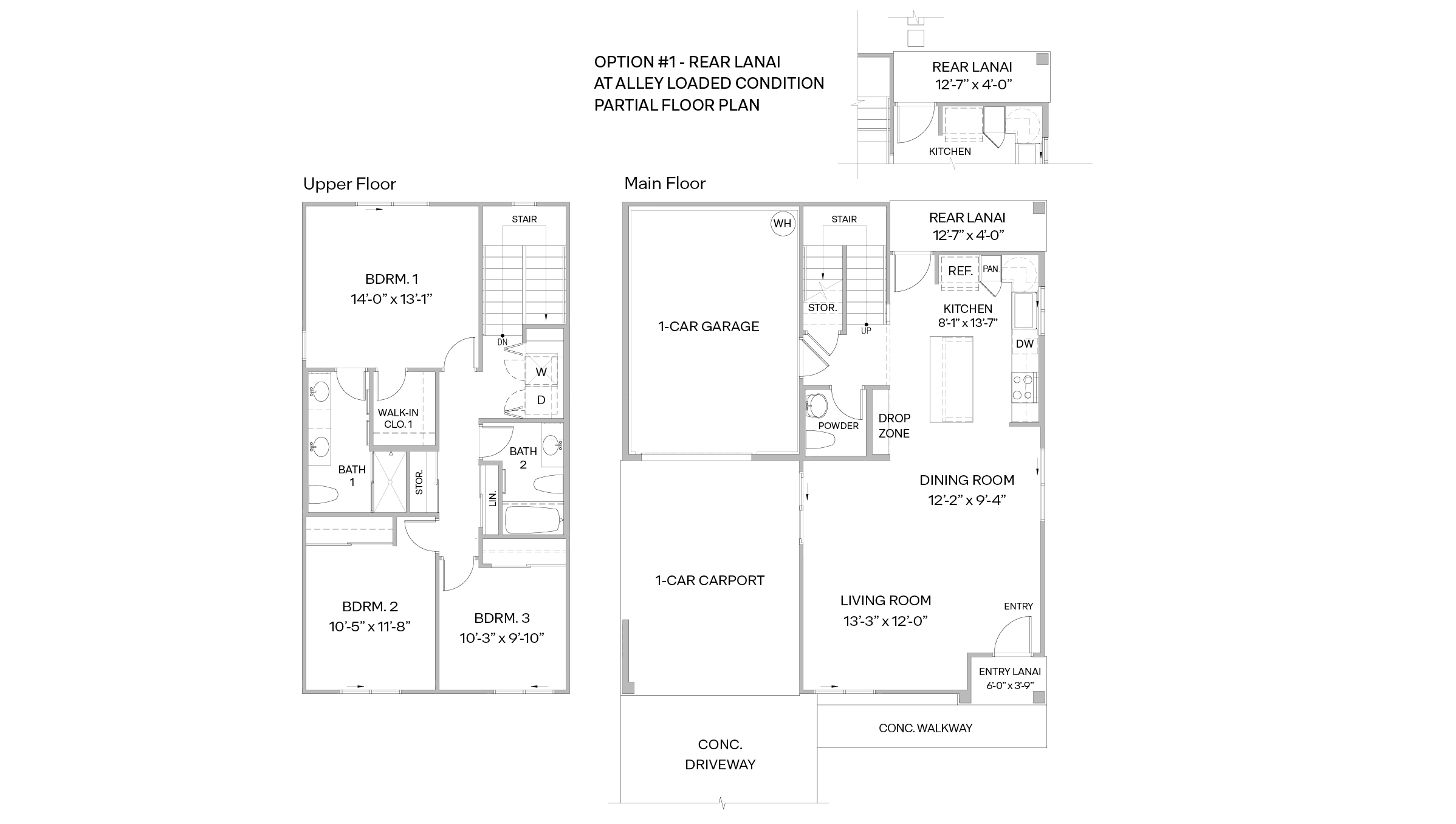 Interior three bedroom and two and a half bathroom interior floorplan drawing