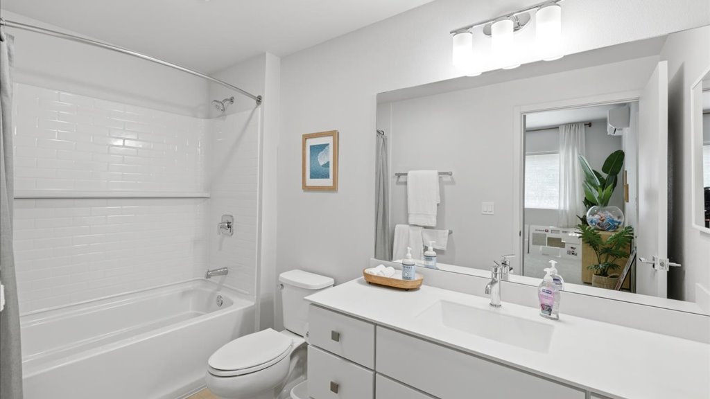Interior bathroom with shower and toliet