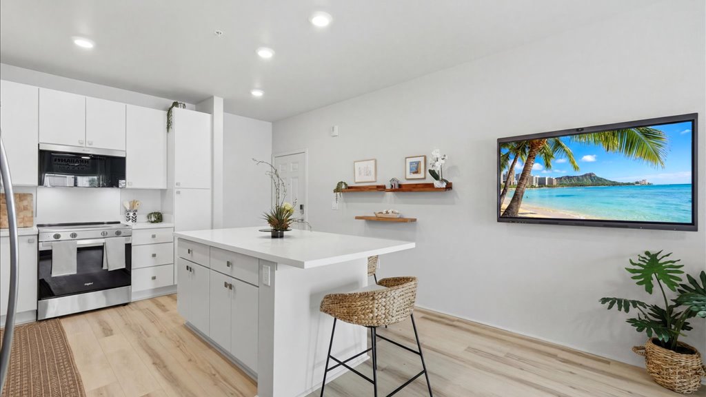 Interior kitchen with stainless steel appliances