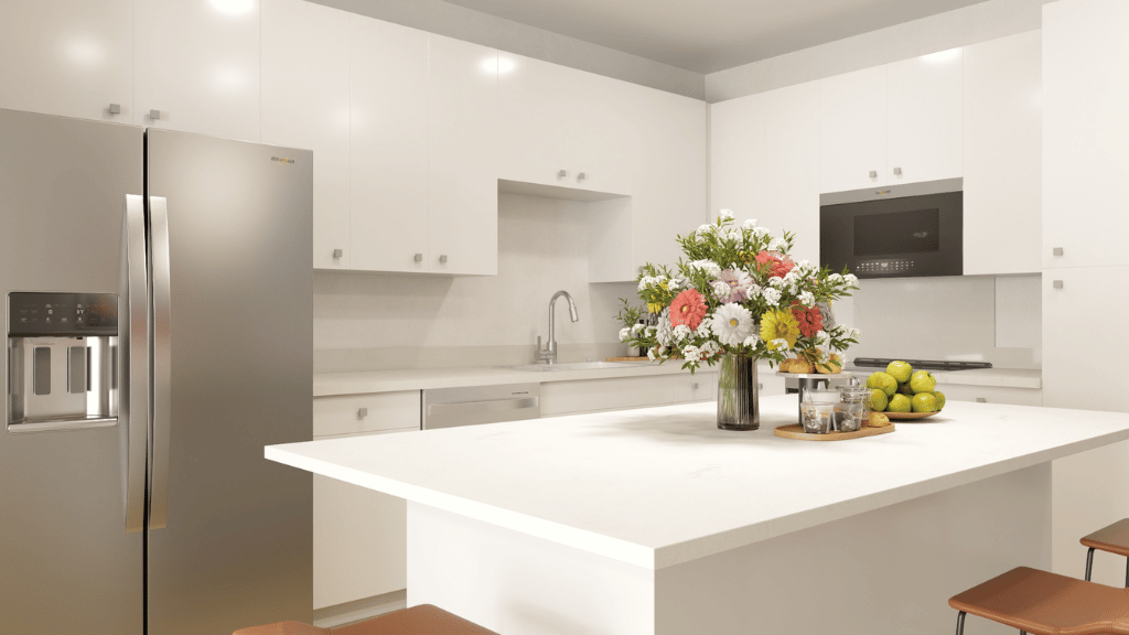 Interior kitchen with stainless steel appliances