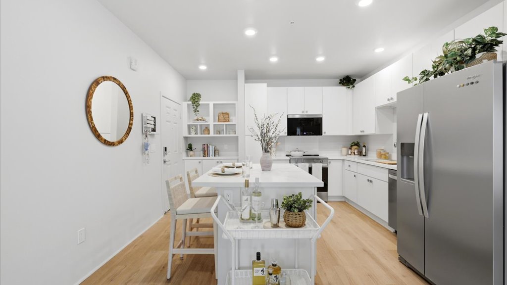 Interior kitchen with stainless steel appliances