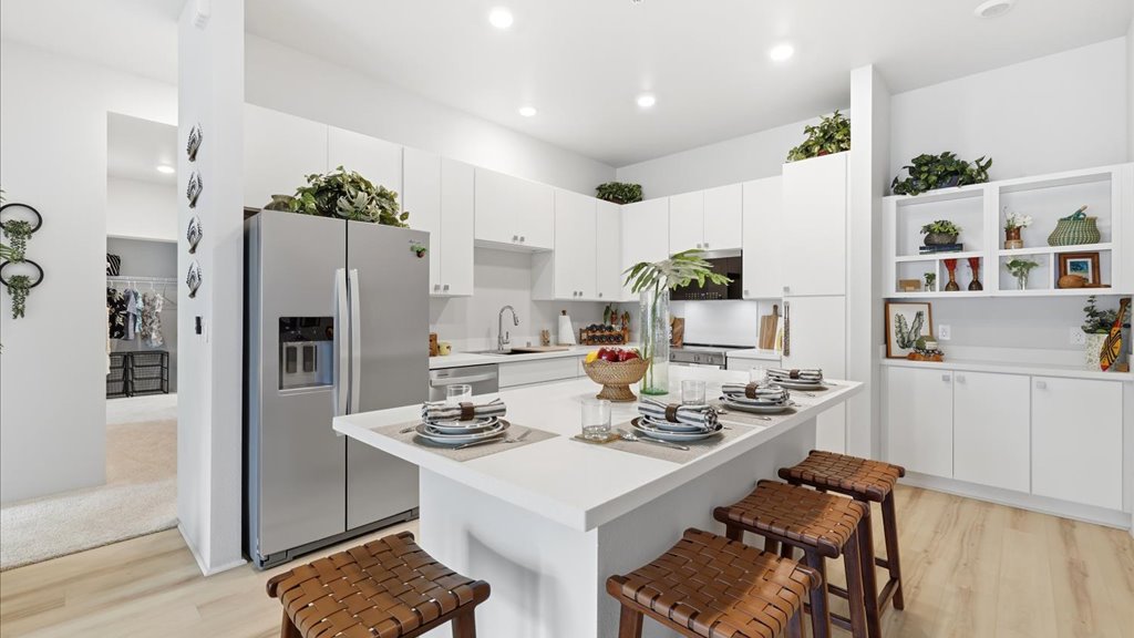 Interior kitchen with stainless steel appliances