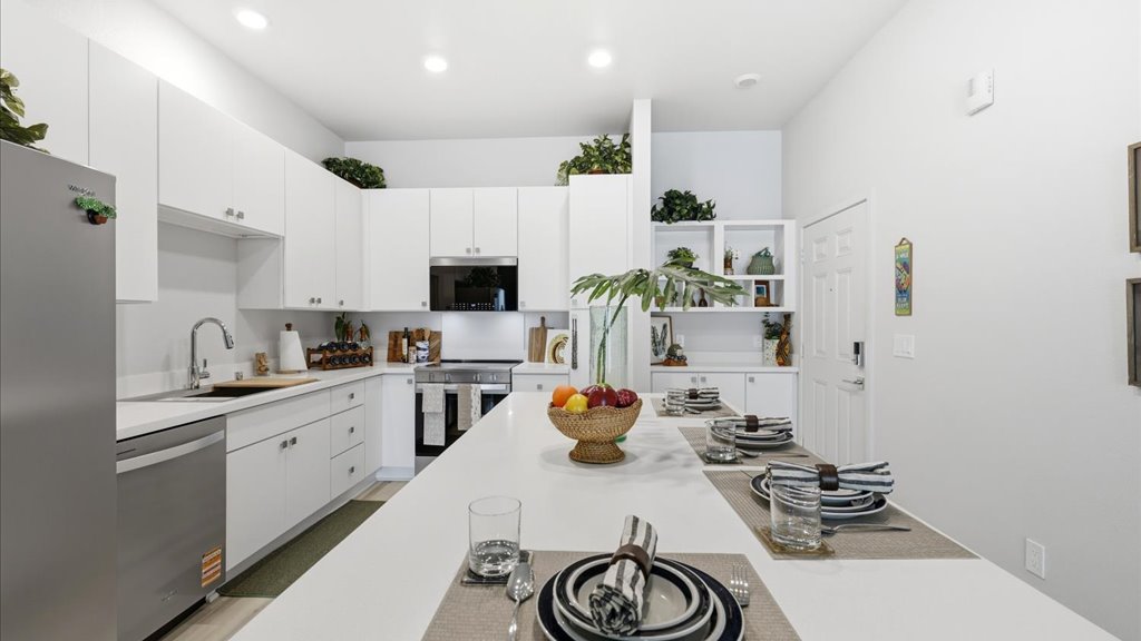 Interior kitchen with stainless steel appliances