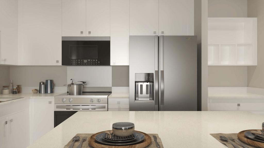 Interior kitchen with stainless steel appliances