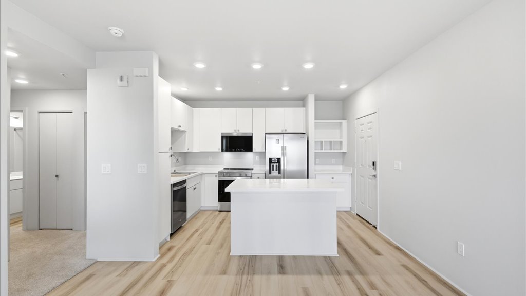 Interior kitchen with stainless steel appliances