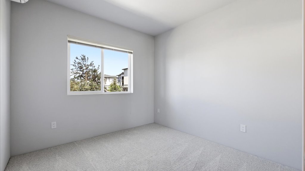 Interior bedroom with large window
