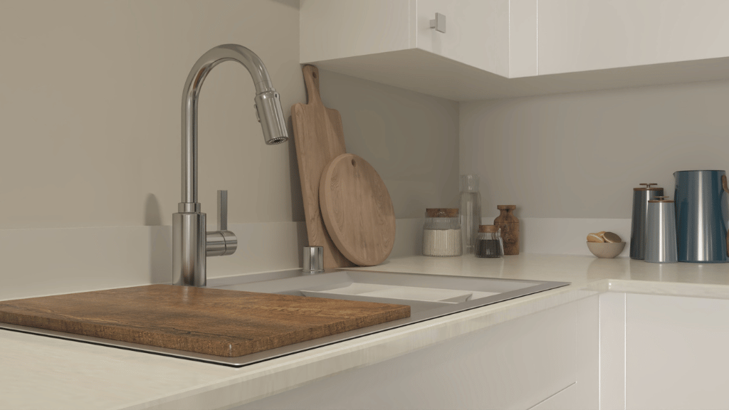 Interior kitchen with stainless steel appliances