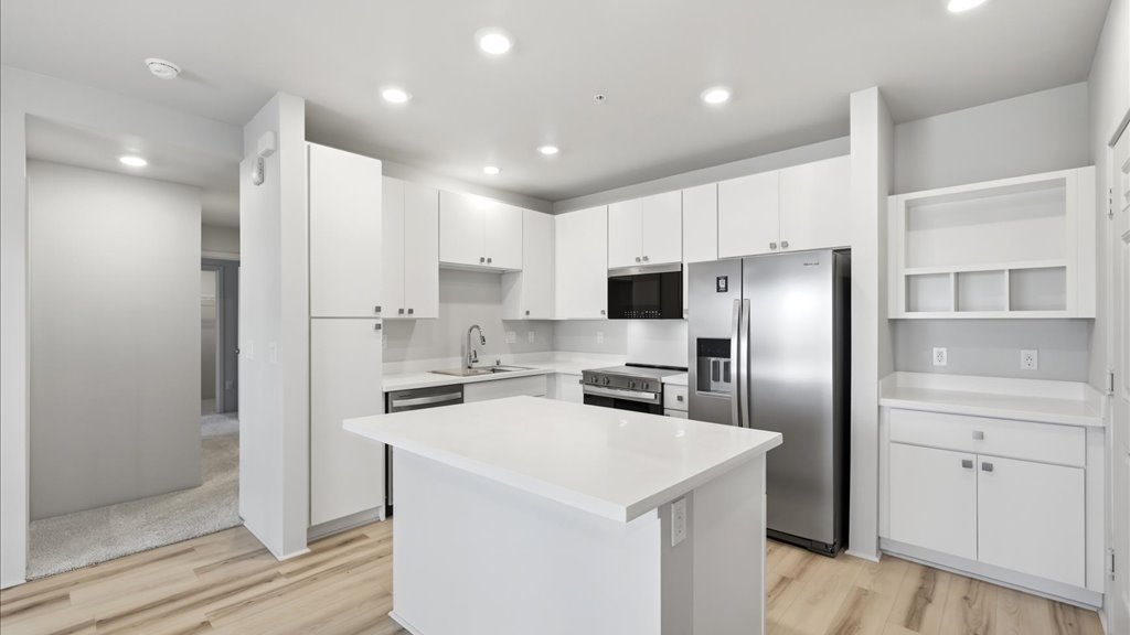 Interior kitchen with stainless steel appliances