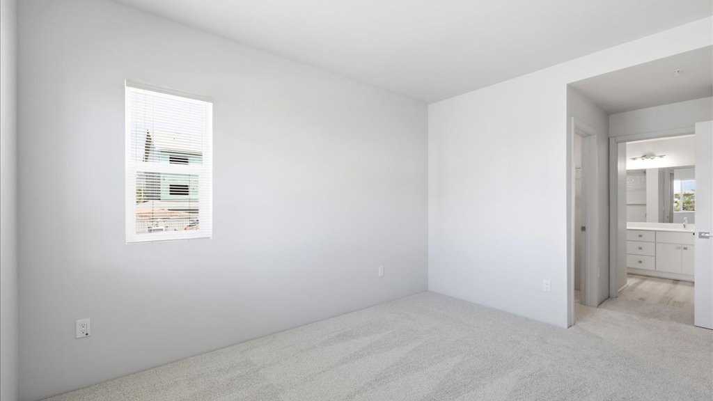 Interior bedroom with large window