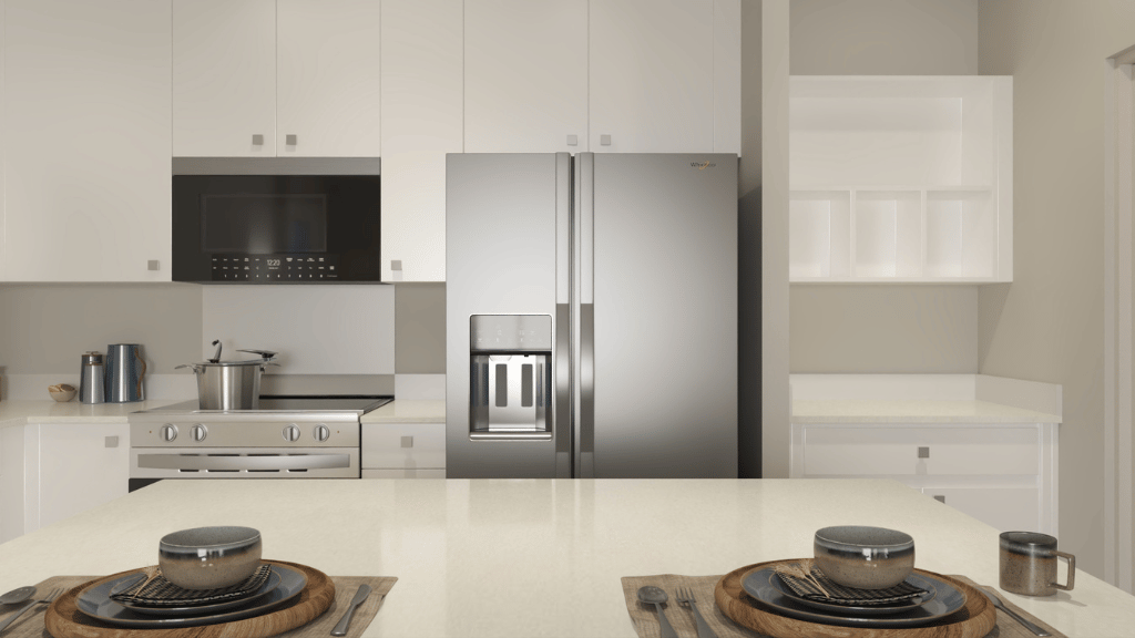 Interior kitchen with stainless steel appliances