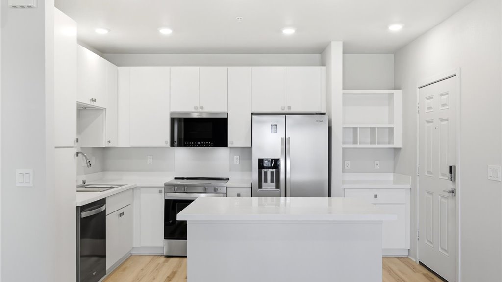 Interior kitchen with stainless steel appliances
