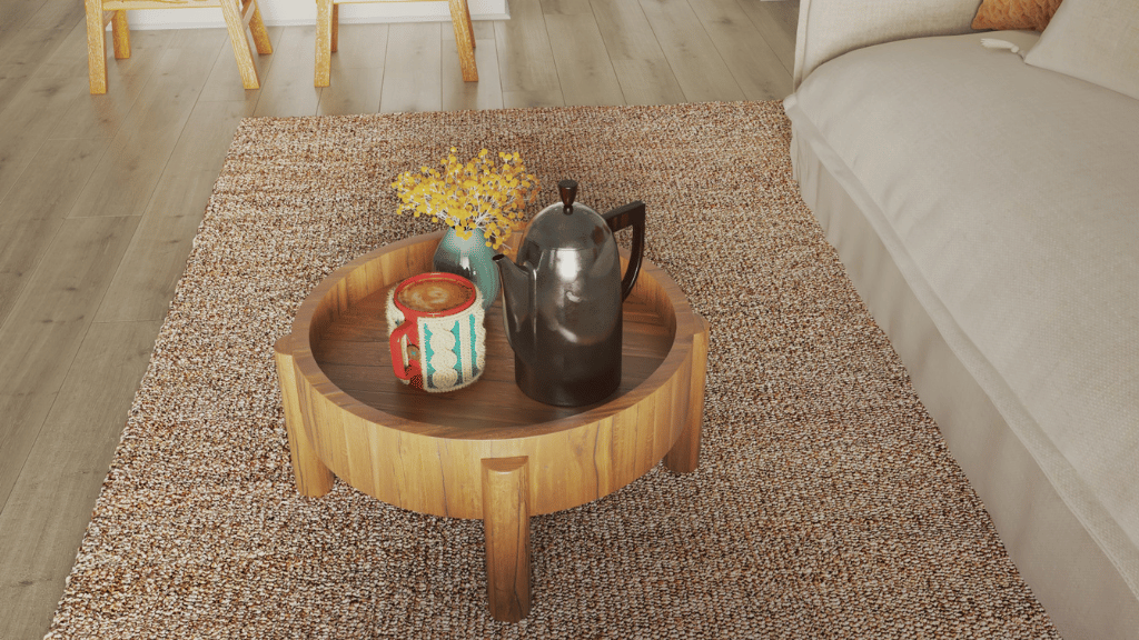 Interior living room open to kitchen