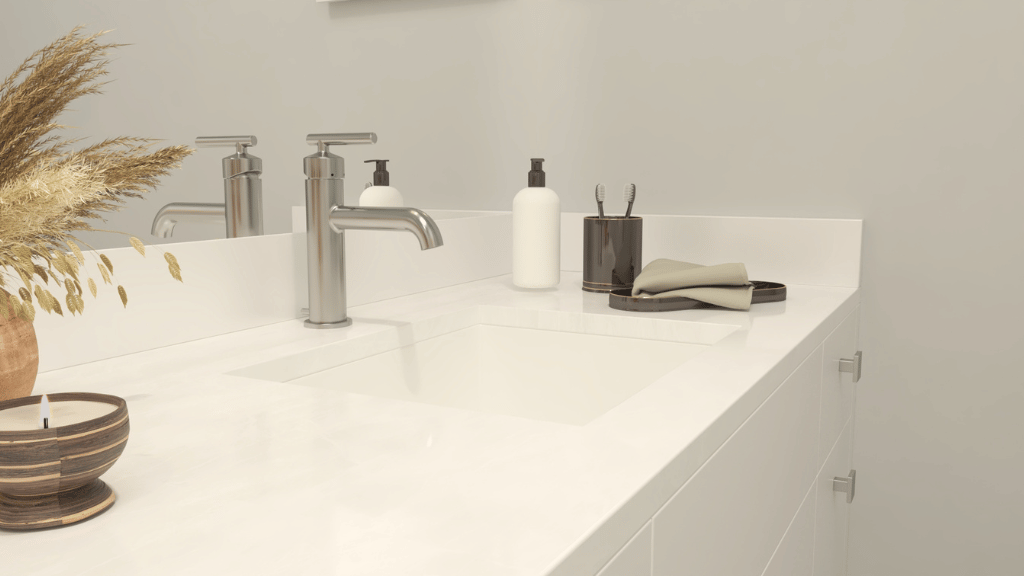 Interior bathroom with vanity sink toilet and shower