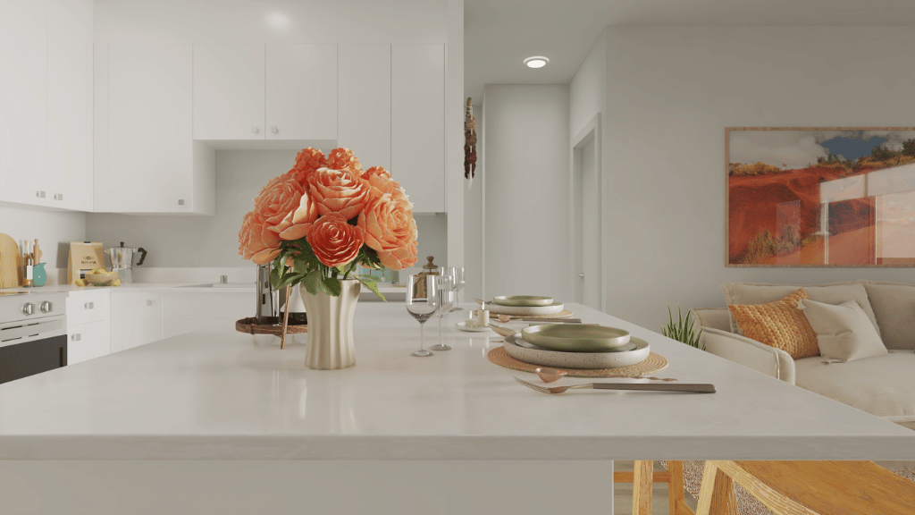 Interior kitchen with stainless steel appliances